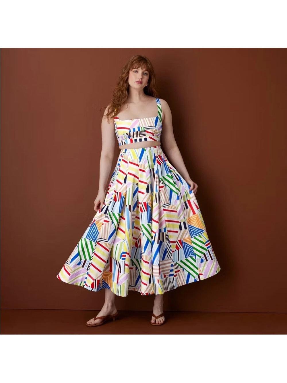 Women Pleated Poplin Madras Midi
Skirt - Rosie Assoulin Multi